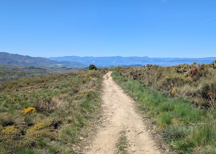 view of mountains and trail on the Camino de Santiago in Spain, castilla y leon