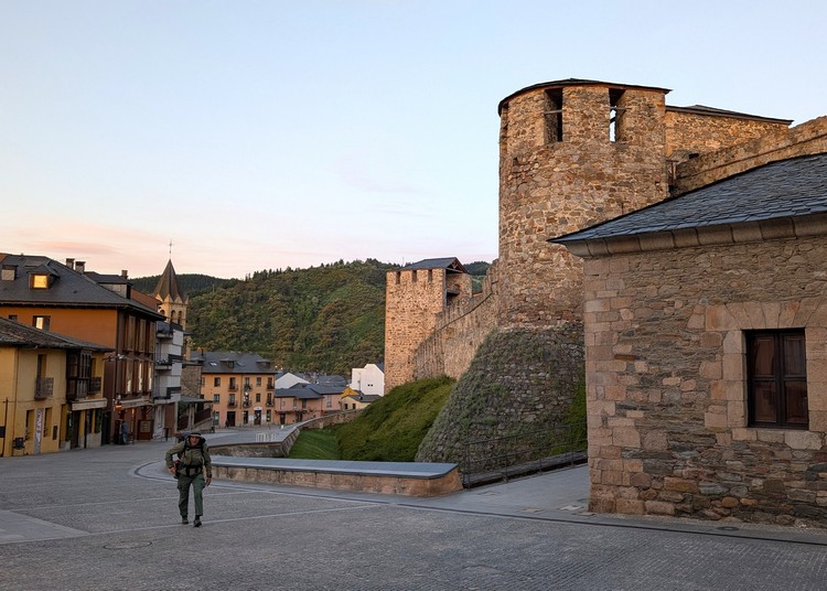Templar castle in Ponferrada, walking the Camino de Santiago, Spain