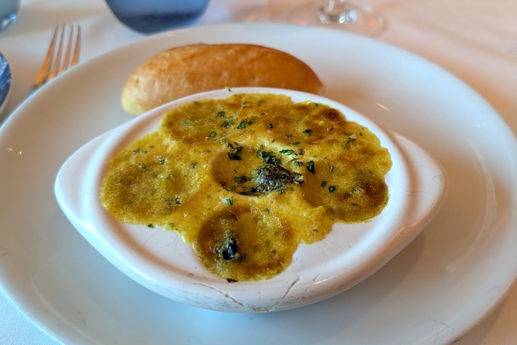 appetizers food dish from main Dining Room on Koningsdam cruise ship, Holland America Line Alaska cruise