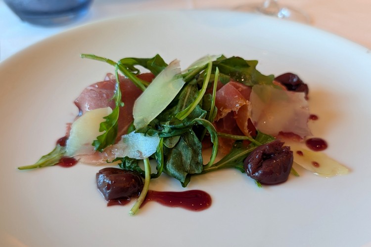 appetizers food dish from main Dining Room on Koningsdam cruise ship, Holland America Line Alaska cruise