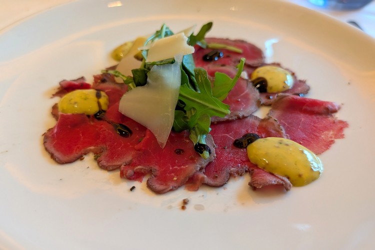 appetizers food dish from main Dining Room on Koningsdam cruise ship, Holland America Line Alaska cruise