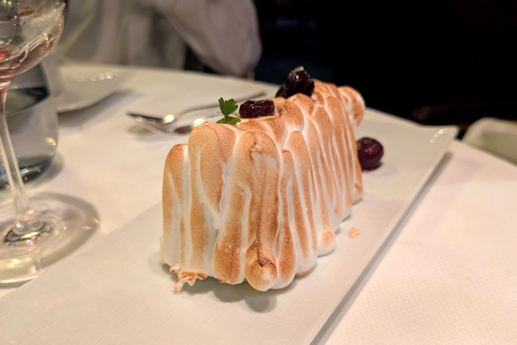 Baked Alaska dessert at Pinnacle Grill specialty dining on Koningsdam cruise ship Holland America Line