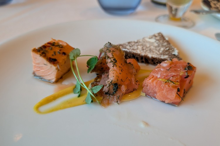 appetizers food dish from main Dining Room on Koningsdam cruise ship, Holland America Line Alaska cruise