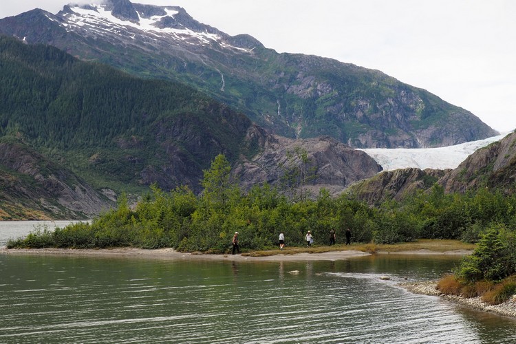 hiking trail at Mendenhall Glacier park in Juneau Alaska