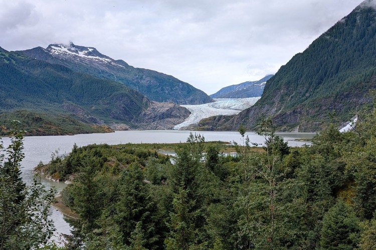 View from Mendenhall Glacier Visitor Center in Juneau, Alaska