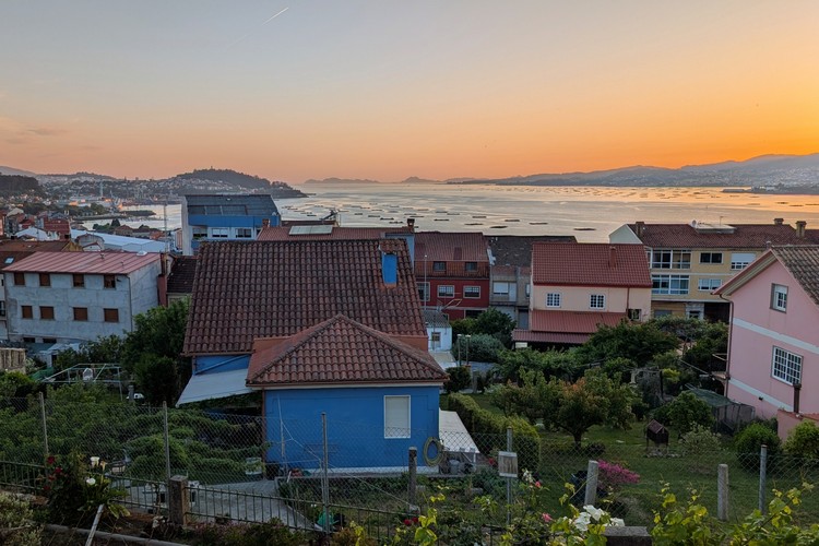 View of Vigo Bay from my room at Hostal Bahía de Chapela