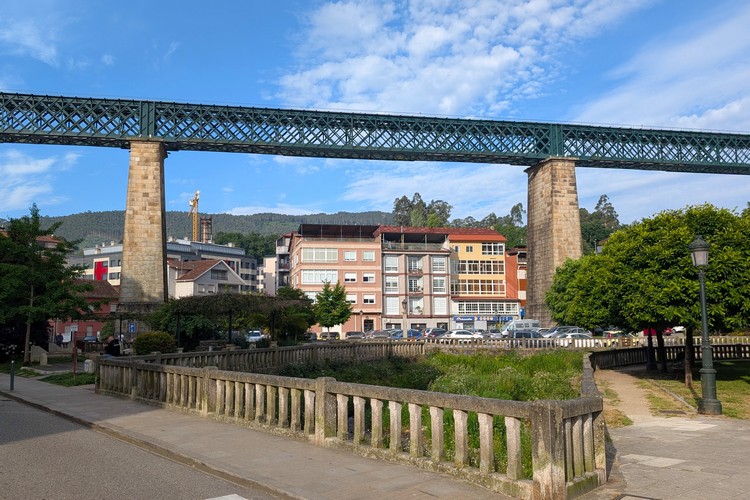 The iconic railway viaduct in Redondela Spain