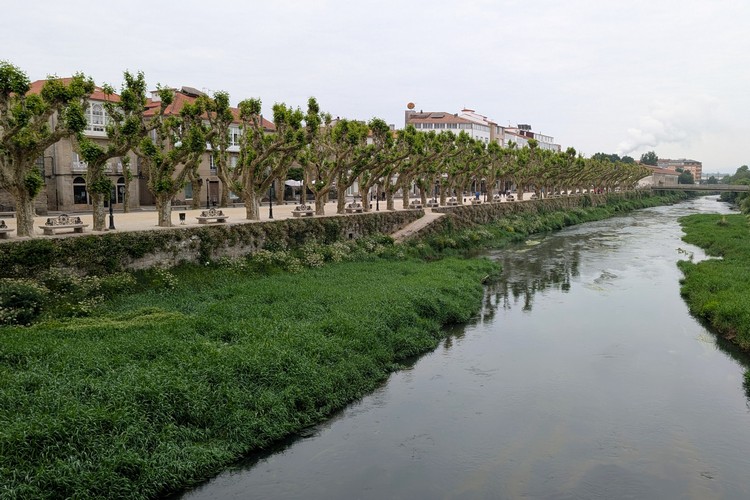 view of Paseo do Espolón in Padrón, Galicia, Spain, Camino Portuguese