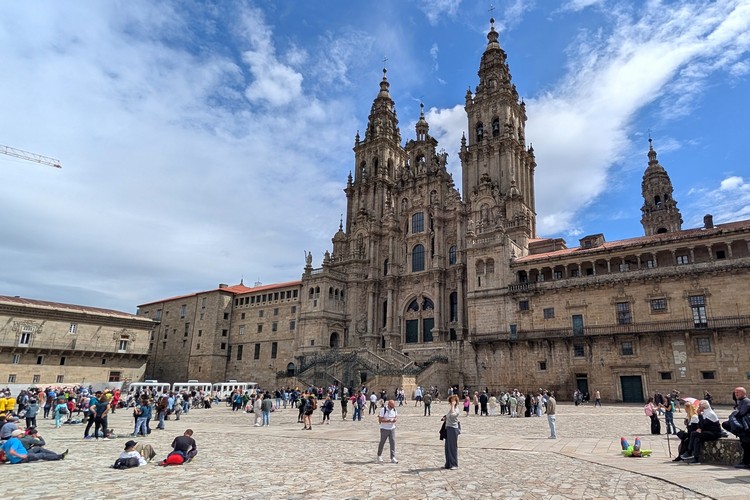 main square and cathedral in Santiago de Compostela Spain