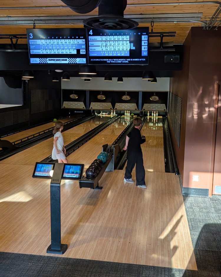 4 lane bowling alley inside BNA Brewing Co